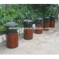 Wood park dustbin metal and wooden outdoor dustbin